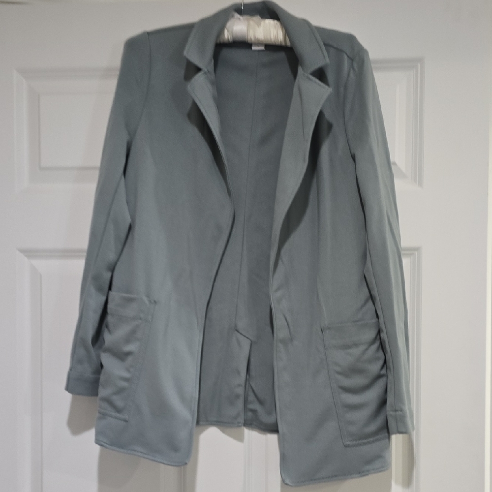 Athleta Gray/Blue Blazer Lightweight Knit Open Front Size 6